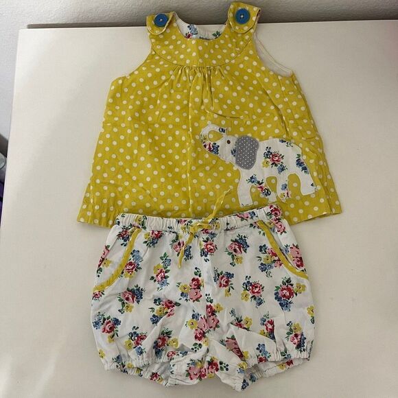 Baby Boden Elephant Polka Dot & Floral Top & Bloomers Play Set Girls 6-12M - Picture 1 of 16